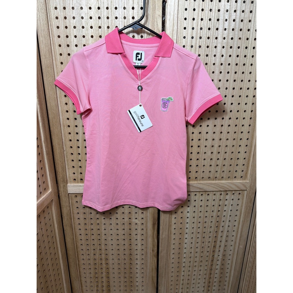 FootJoy Golfleisure Womens Pink Micro Stripe Cocktail Polo Shirt XS New Tag